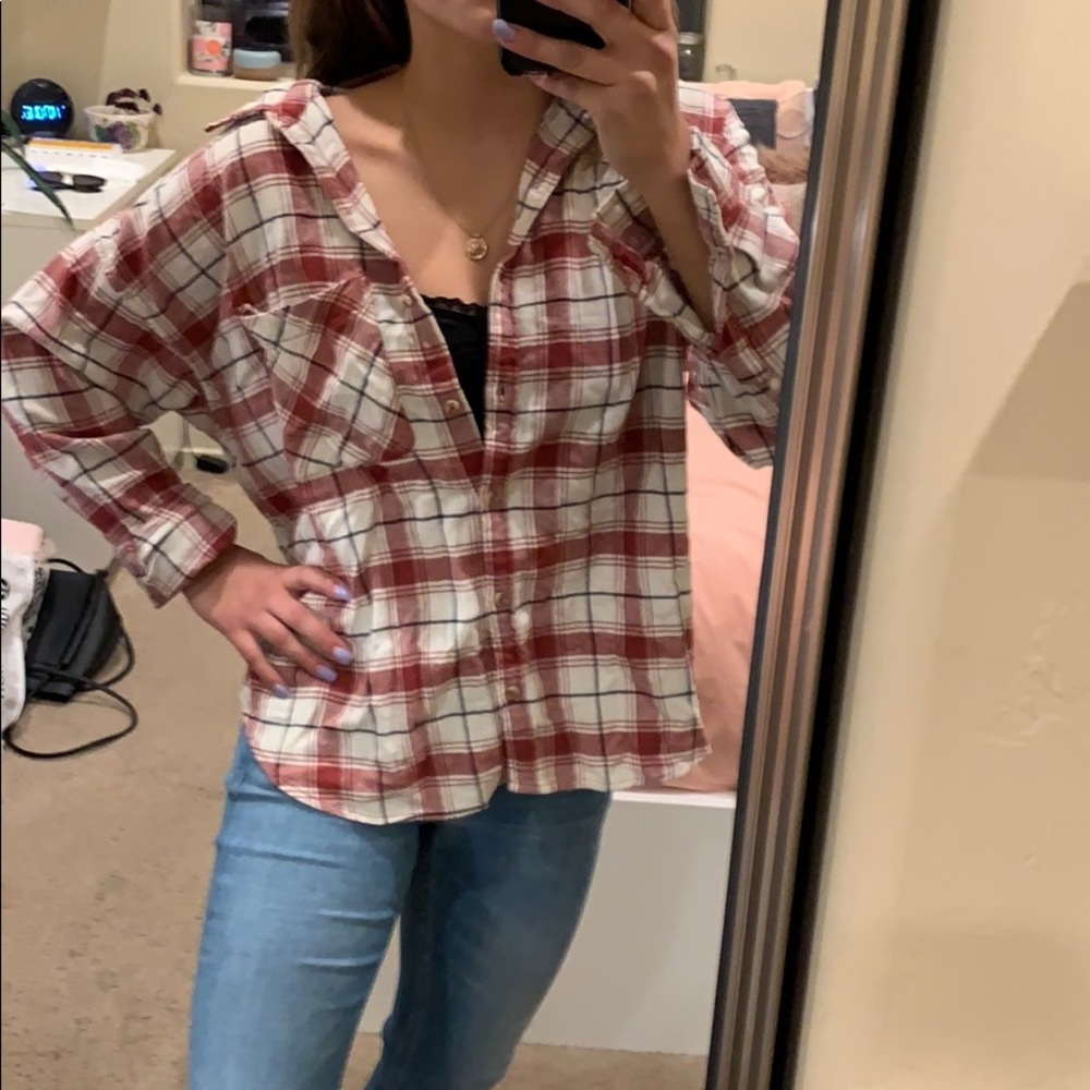 Soft red and white flannel